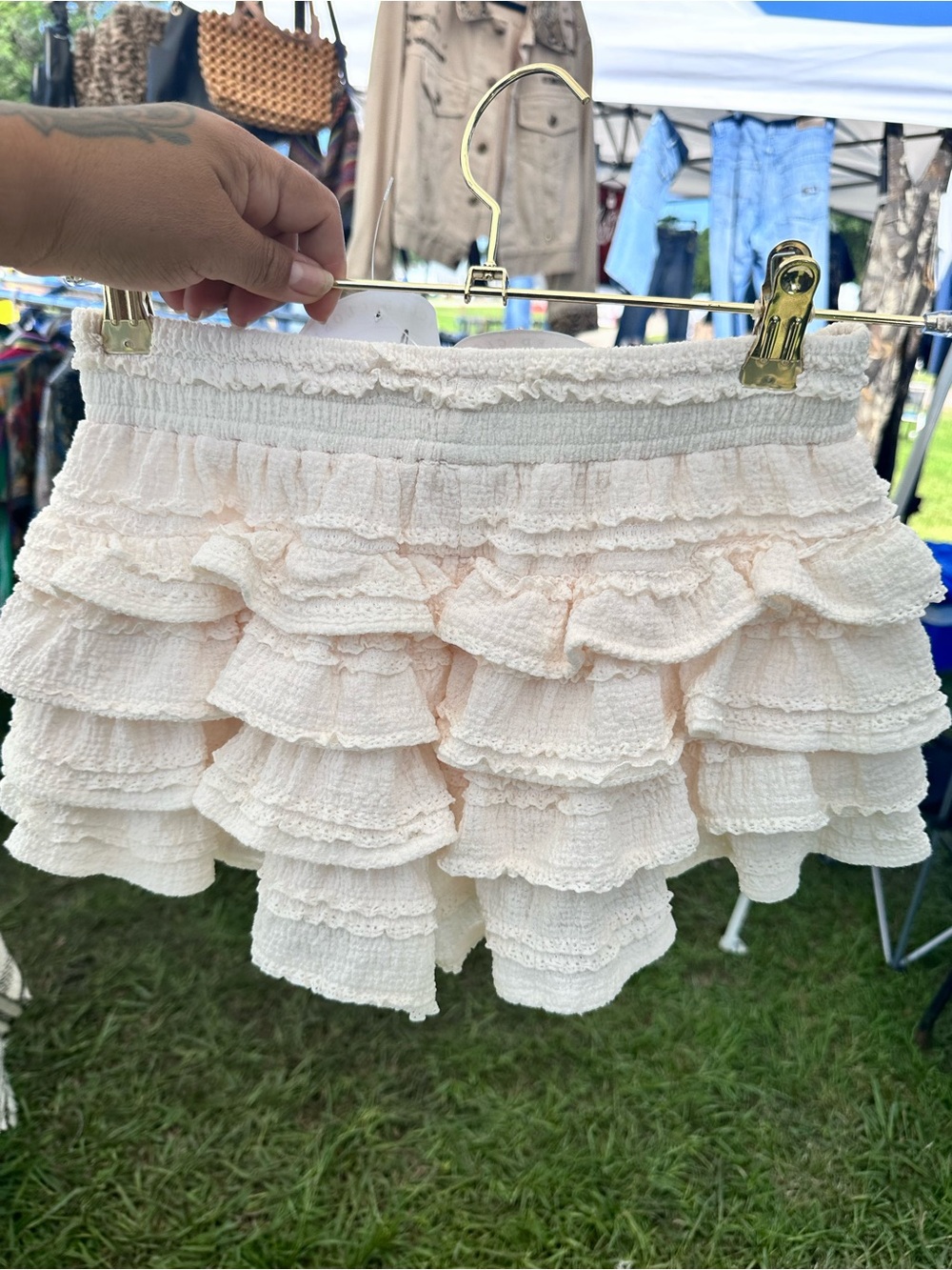 Tiered Ruffle Mini Skirt - Pale Blush